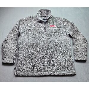 Ole Miss 1/4 Zip Textured Fleece Gray  Womens Pullover Boxercraft
